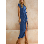 robe longue bleue femme casual chic mode printemps été 2021 mode en ligne