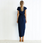 robe longue bleue femme casual chic mode printemps été 2021 pas chère