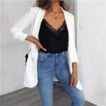 caraco noir dentelle dos nu top chic tendance femme