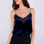 caraco bleu velours dentelle femme