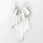 maillot de bain une pièce blanc à volants chic femme