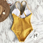 maillot de bain une pièce jaune à volants chic femme pas cher en ligne