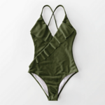 maillot de bain une pièce vert kaki à volants chic femme