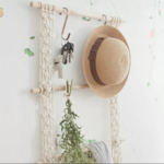 échelle murale bois naturel macramé originale porte manteau