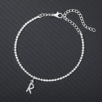 bracelet de cheville argent lettre initiale tendance en ligne