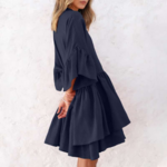 robe chic à volants noire femme pas chère