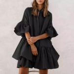 robe chic à volants noire femme