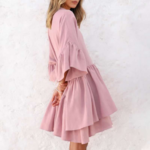 robe chic à volants rose femme pas chère