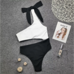 maillot de bain une pièce asymétrique noir et blanc femme en ligne