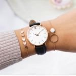 Montre bracelet cuir cadran blanc st germain femme grise5