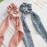 chouchou foulard imprimé floral rose bleu