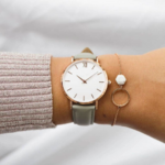 Montre bracelet cuir cadran blanc st germain femme grise6