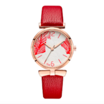 La Montre bracelet cuir femme Deauville rouge