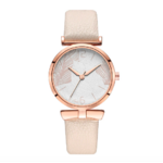 Montre bracelet cuir femme bleu crème beige