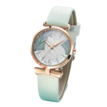 Montre bracelet cuir femme bleu ciel vert deau été