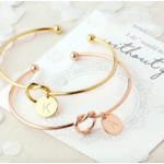 Bracelet jonc initiale or or rose lettre cuivre Montmartre femme