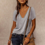 t-shirt gris femme tendance