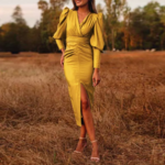 robe jaune satin femme occasion invitée