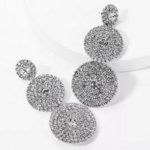 boucles doreilles argent strass zircon pendantes rondes géométriques bijou fantaisie chic