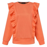 sweat femme orange corail à volants