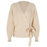 pull cache-coeur laine beige mode femme