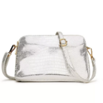 sac à main bandoulière gris argenté brillant pour femme