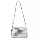 sac à main bandoulière gris argenté métallisé brillant pour femme