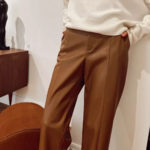 pantalon camel cuir pu femme