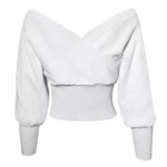 pull court blanc épaules dénudées femme pas cher en ligne