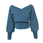 pull court vert épaules dénudées femme pas cher
