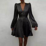 robe satin noir courte chic femme