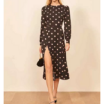 robe mi longue fendue noire à pois femme eshop la selection parisienne
