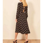 robe mi longue fendue noire à pois femme vêtement tendance