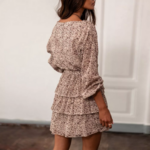robe camel patineuse imprimée à volants femme vêtements automne hiver 2021