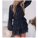 robe noire patineuse imprimée à volants femme la selection parisienne
