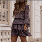 robe noire patineuse imprimée à volants femme prêt à porter automne hiver