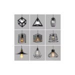 luminaire suspendu noir géométrique pas cher