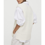pull sans manche blanc écru en laine femme