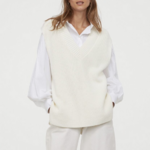 pull sans manche blanc écru en laine mode femme