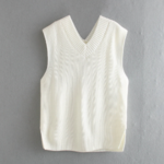 pull sans manche blanc écru en laine automne hiver 2021