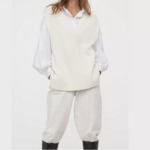 pull sans manche blanc écru en laine tendance femme en ligne