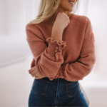 pull marron sable col v basique chic femme