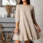 robe courte beige daim femme