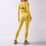 ensemble de yoga brassière pantalon imprimé top jaune pas cher