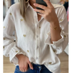 chemisier blanc imprimé coeurs gaze de coton mode femme en ligne