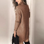 robe pull beige camel à col roulé femme pas chère