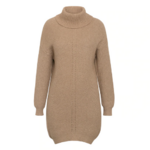 robe pull beige camel à col roulé femme