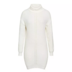 robe pull blanche à col roulé femme