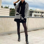cardigan noir et blanc carreaux vichy mode femme automne hiver