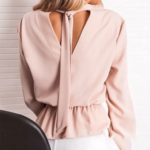 blouse rose dos ouvert noué femme